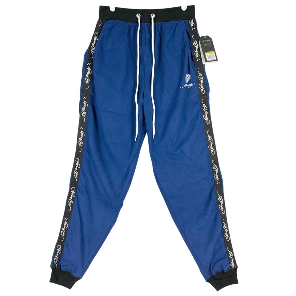 Ed Hardy Men Silky Fleece Blue Lounge Jogger Sz Medium Comfort Elastic Waist NWT